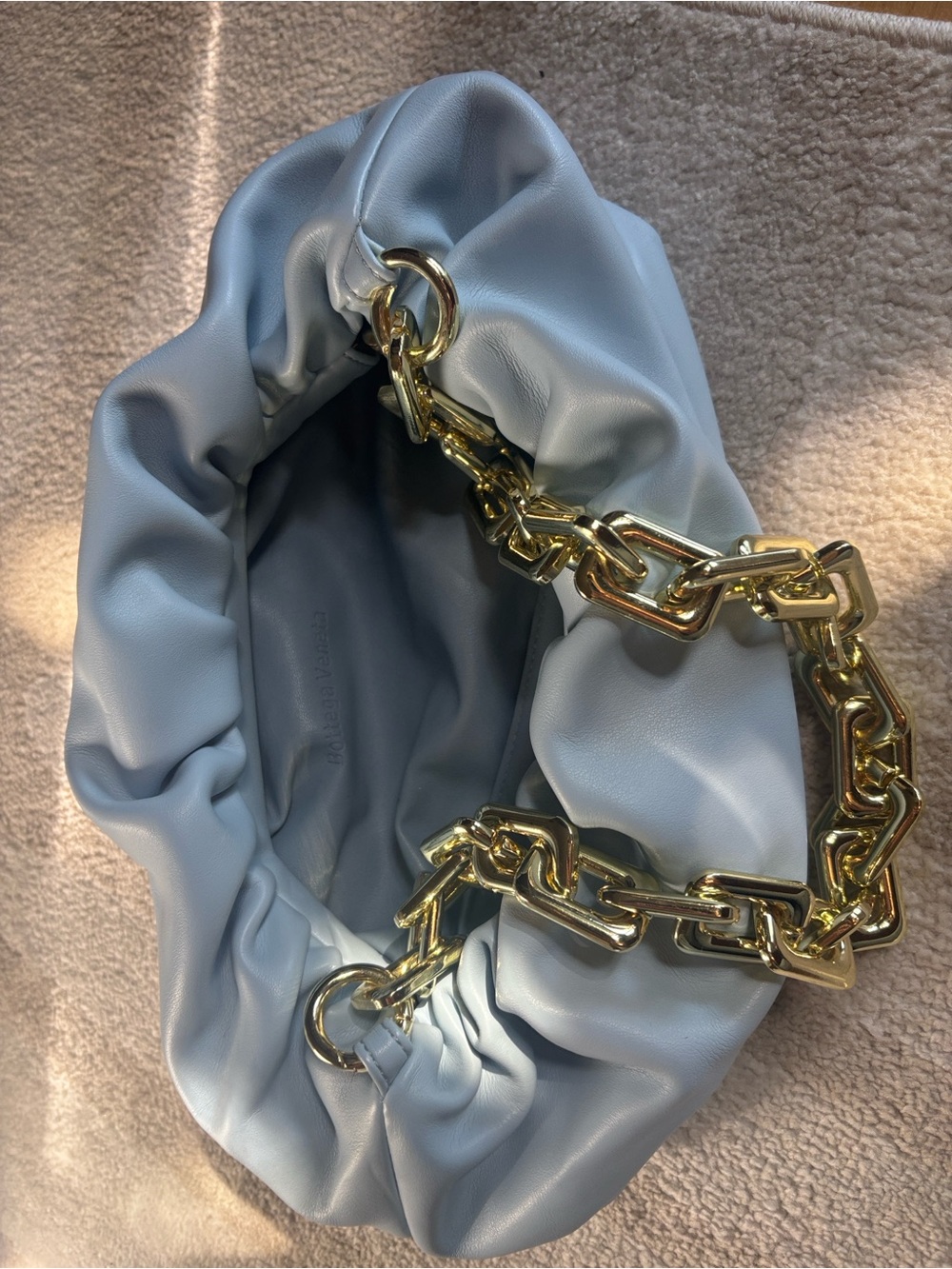 Bottega Veneta Powder Blue Padded Clutch with Gold Chain - Picture 3 of 6